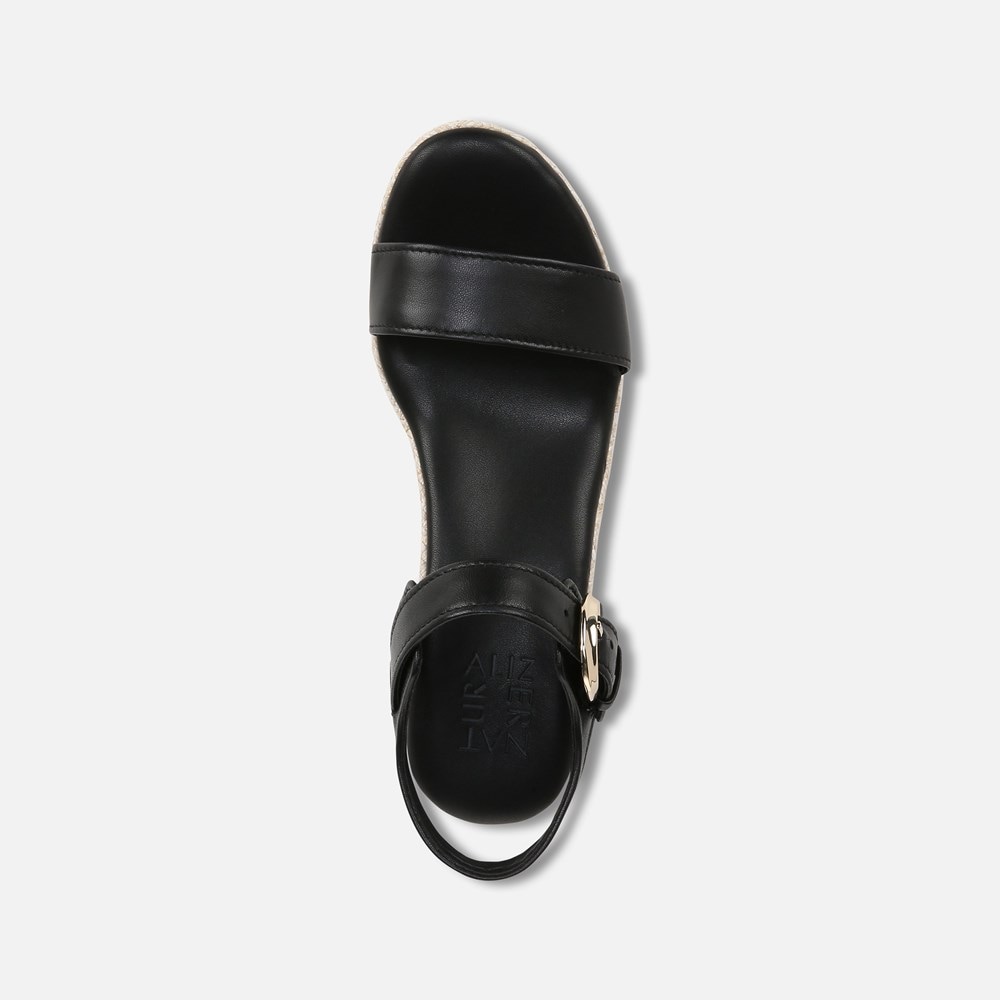 Naturalizer Stella Wedge Sandal - Black Leather Naturalizer Stella Wedge Sandal - Black Leather