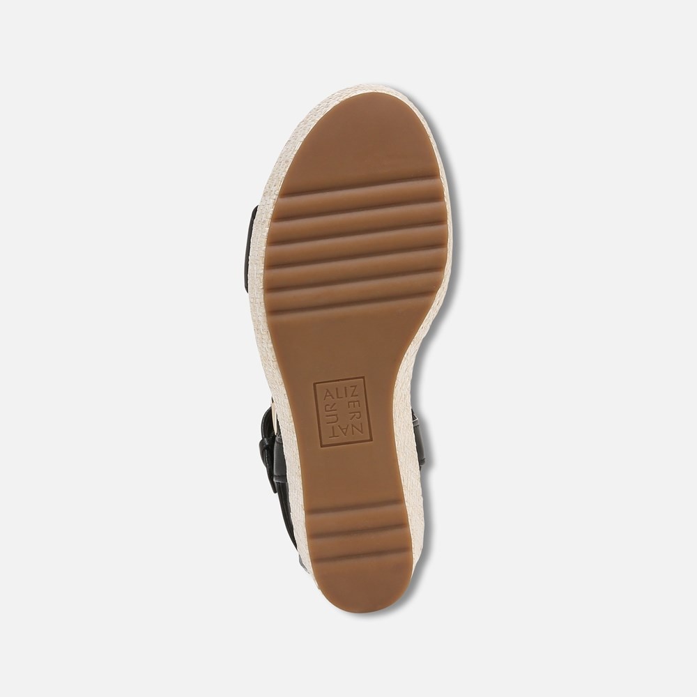 Naturalizer Stella Wedge Sandal - Black Leather Naturalizer Stella Wedge Sandal - Black Leather