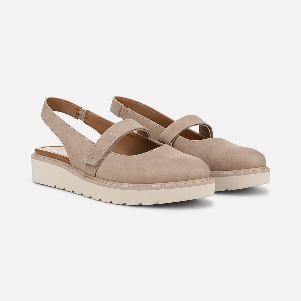 Naturalizer Edison Slingback Mary Jane - Warm Taupe Tan Faux Leather