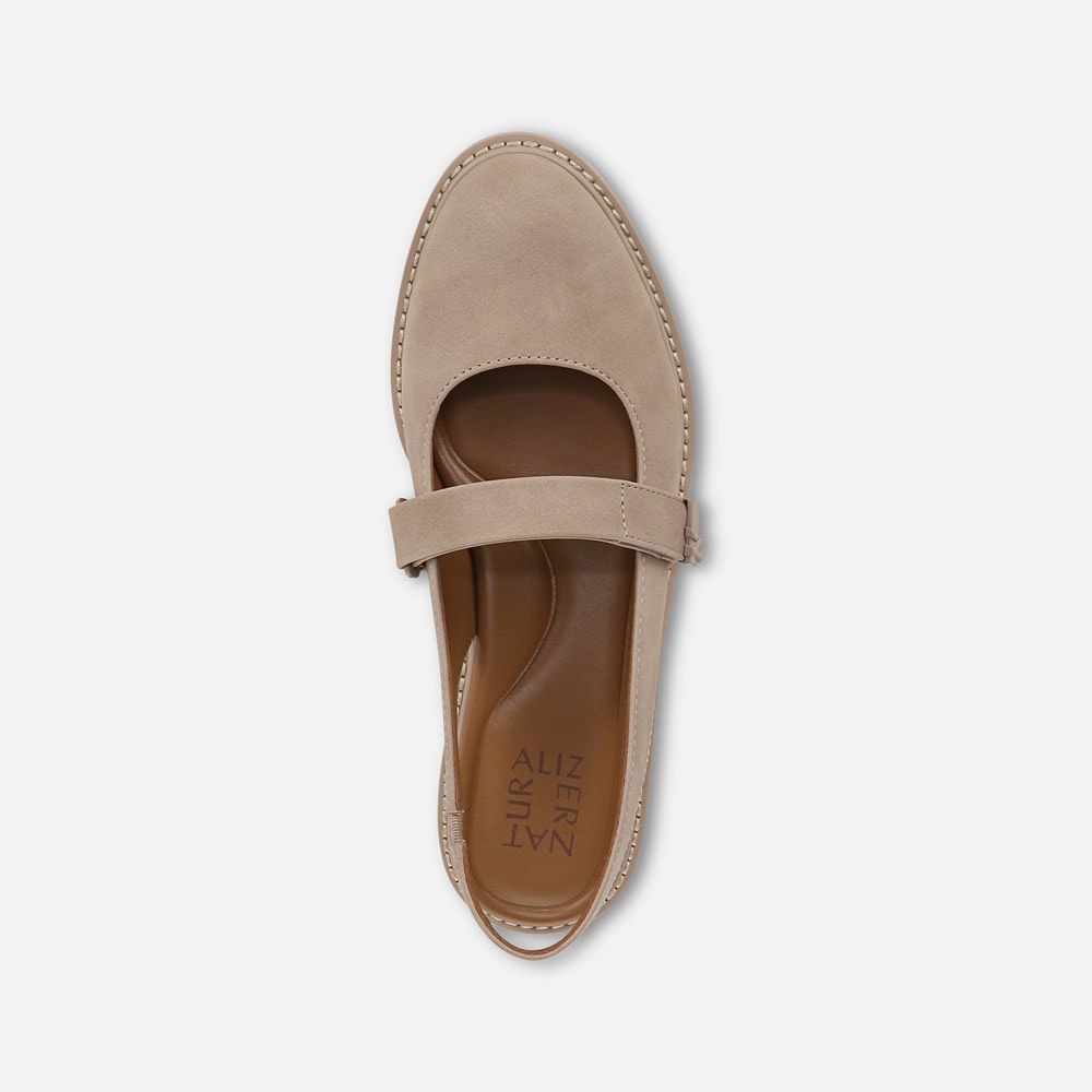 Naturalizer Edison Slingback Mary Jane - Warm Taupe Tan Faux Leather Naturalizer Edison Slingback Mary Jane - Warm Taupe Tan Faux Leather