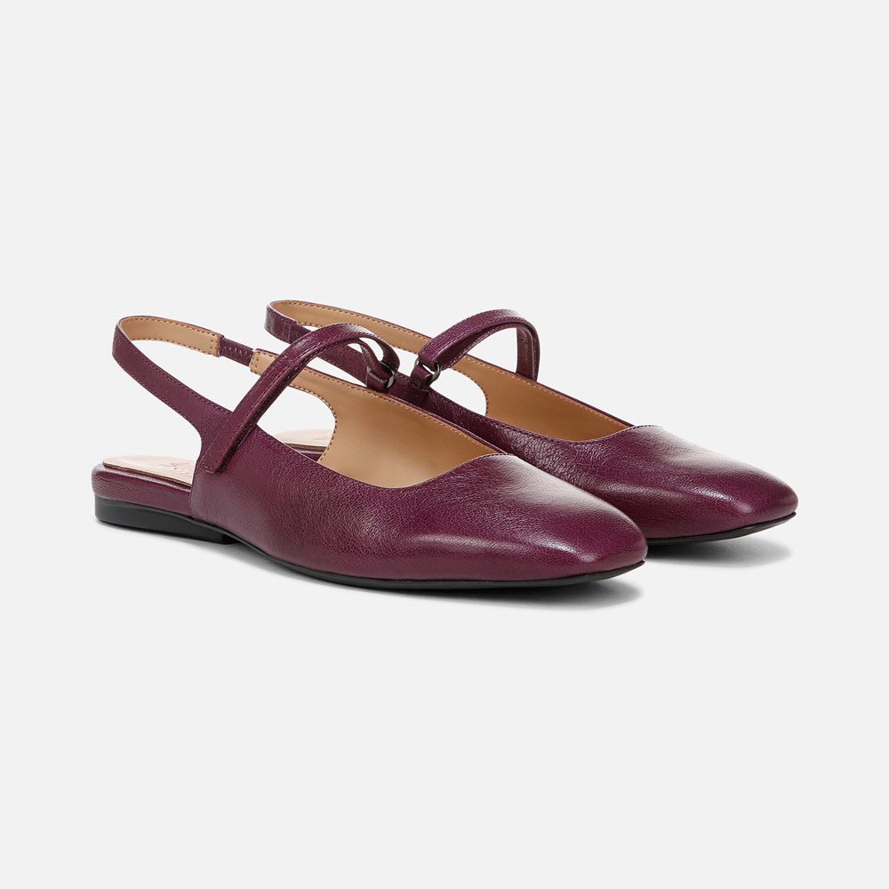 Naturalizer Connie Mary Jane Slingback Flat - Deep Plum Purple Leather