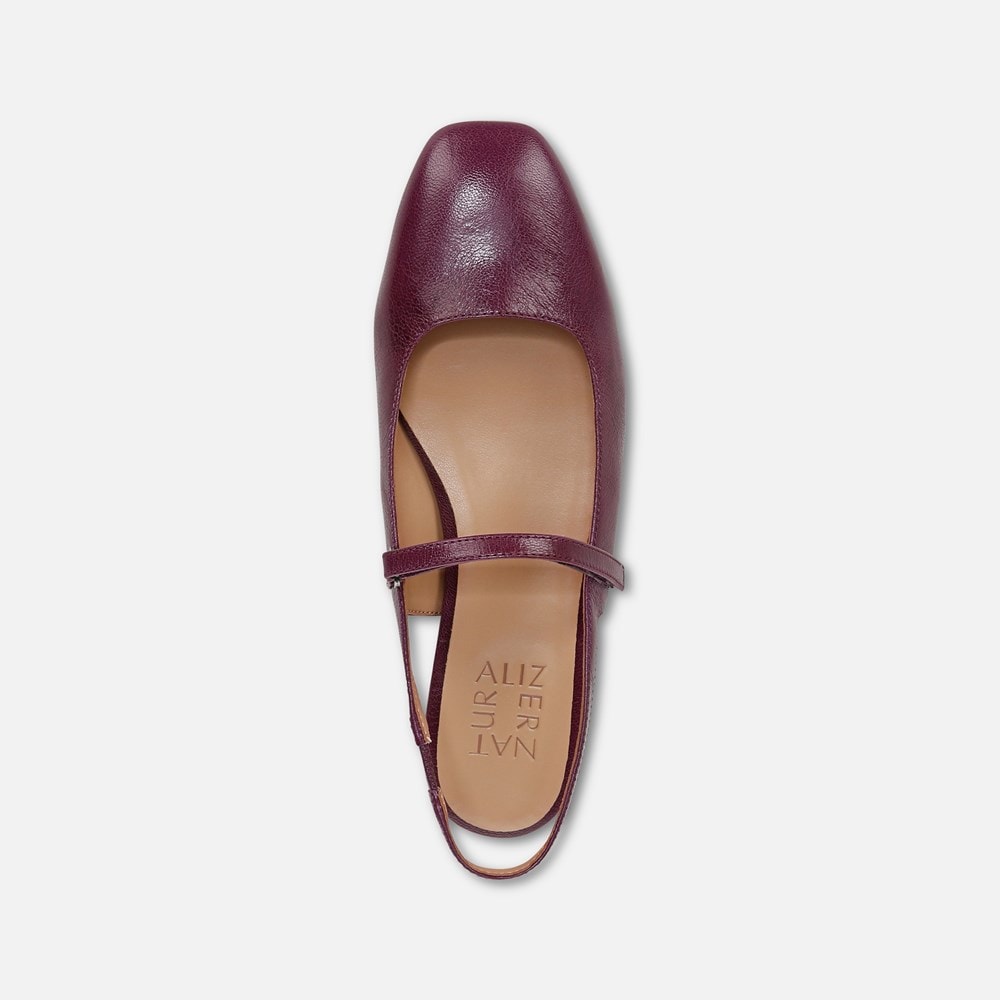 Naturalizer Connie Mary Jane Slingback Flat - Deep Plum Purple Leather Naturalizer Connie Mary Jane Slingback Flat - Deep Plum Purple Leather