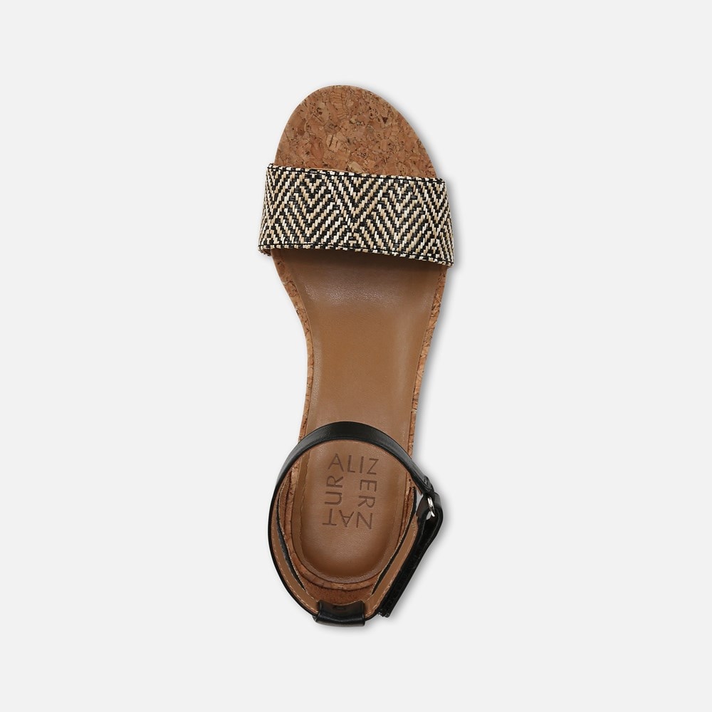 Naturalizer Areda Wedge Sandal - Black Basket Weave Faux Leather Naturalizer Areda Wedge Sandal - Black Basket Weave Faux Leather