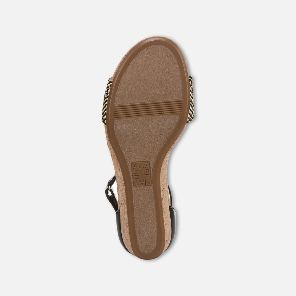 Naturalizer Areda Wedge Sandal - Black Basket Weave Faux Leather Naturalizer Areda Wedge Sandal - Black Basket Weave Faux Leather