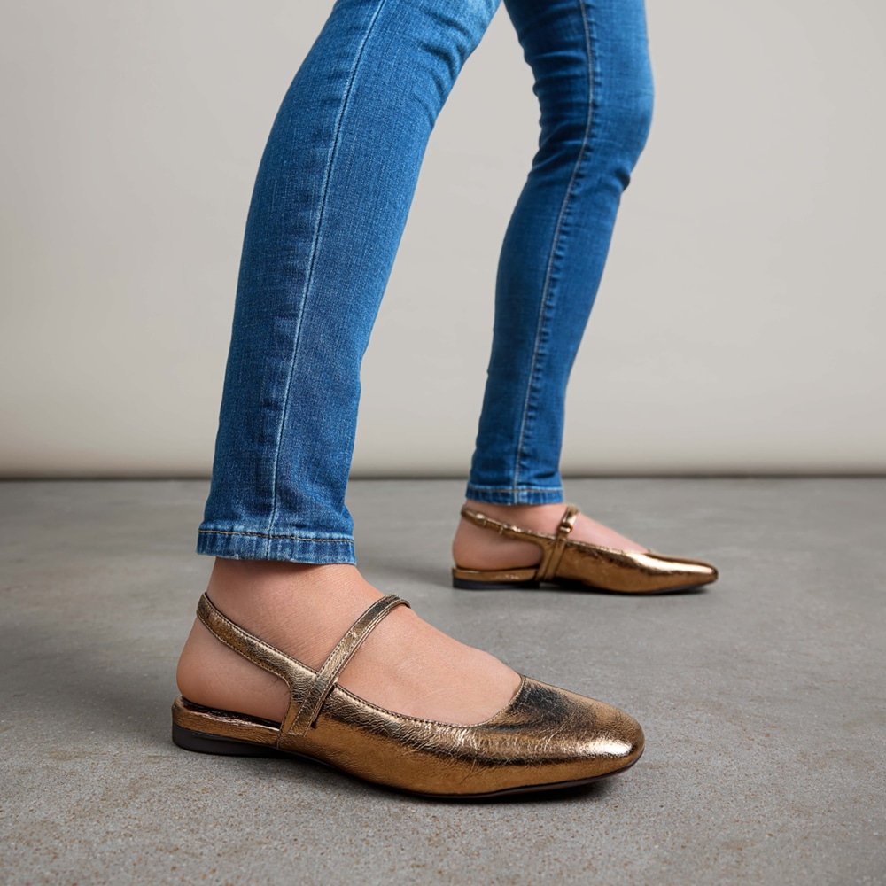 Naturalizer Connie Mary Jane Slingback Flat - Old Gold Leather Naturalizer Connie Mary Jane Slingback Flat - Old Gold Leather