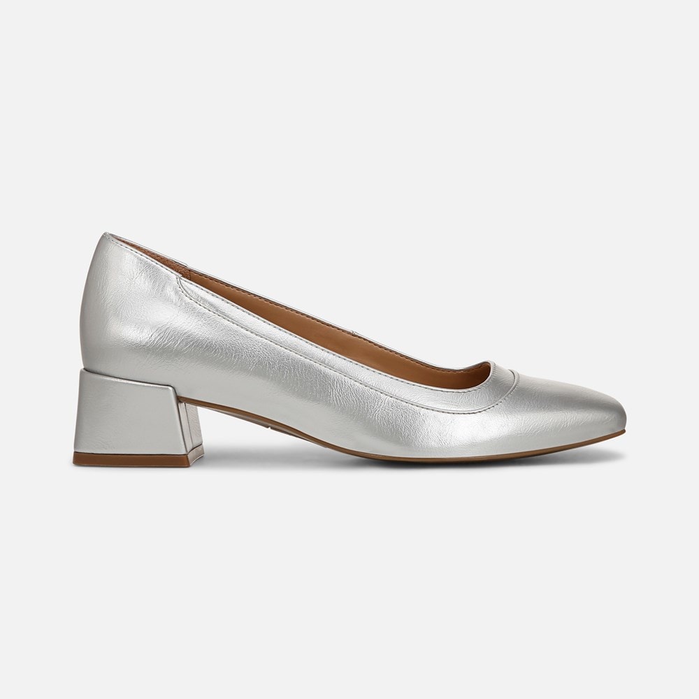 Naturalizer Huntley Block Heel Pump - Silver Faux Leather Naturalizer Huntley Block Heel Pump - Silver Faux Leather