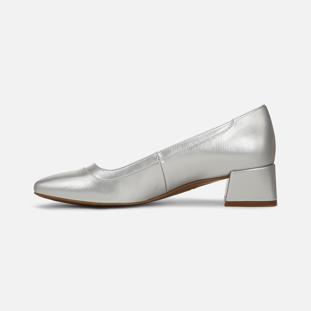 Naturalizer Huntley Block Heel Pump - Silver Faux Leather Naturalizer Huntley Block Heel Pump - Silver Faux Leather