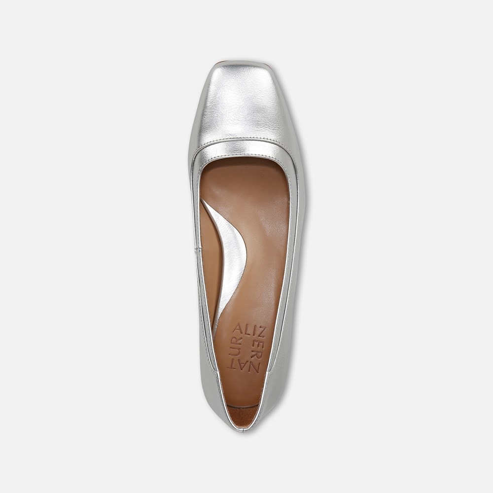 Naturalizer Huntley Block Heel Pump - Silver Faux Leather Naturalizer Huntley Block Heel Pump - Silver Faux Leather