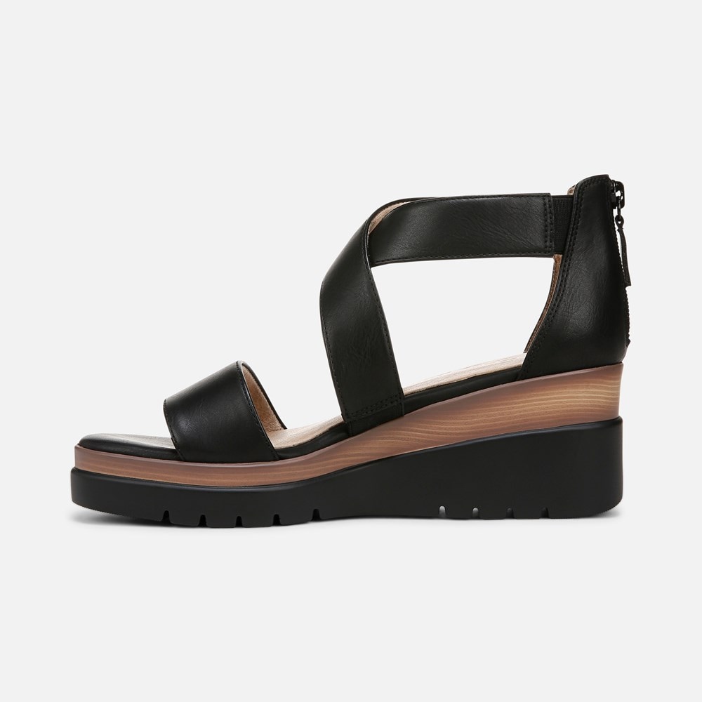 Naturalizer Soul Goodtimes Wedge Sandal - Black Faux Leather Naturalizer Soul Goodtimes Wedge Sandal - Black Faux Leather