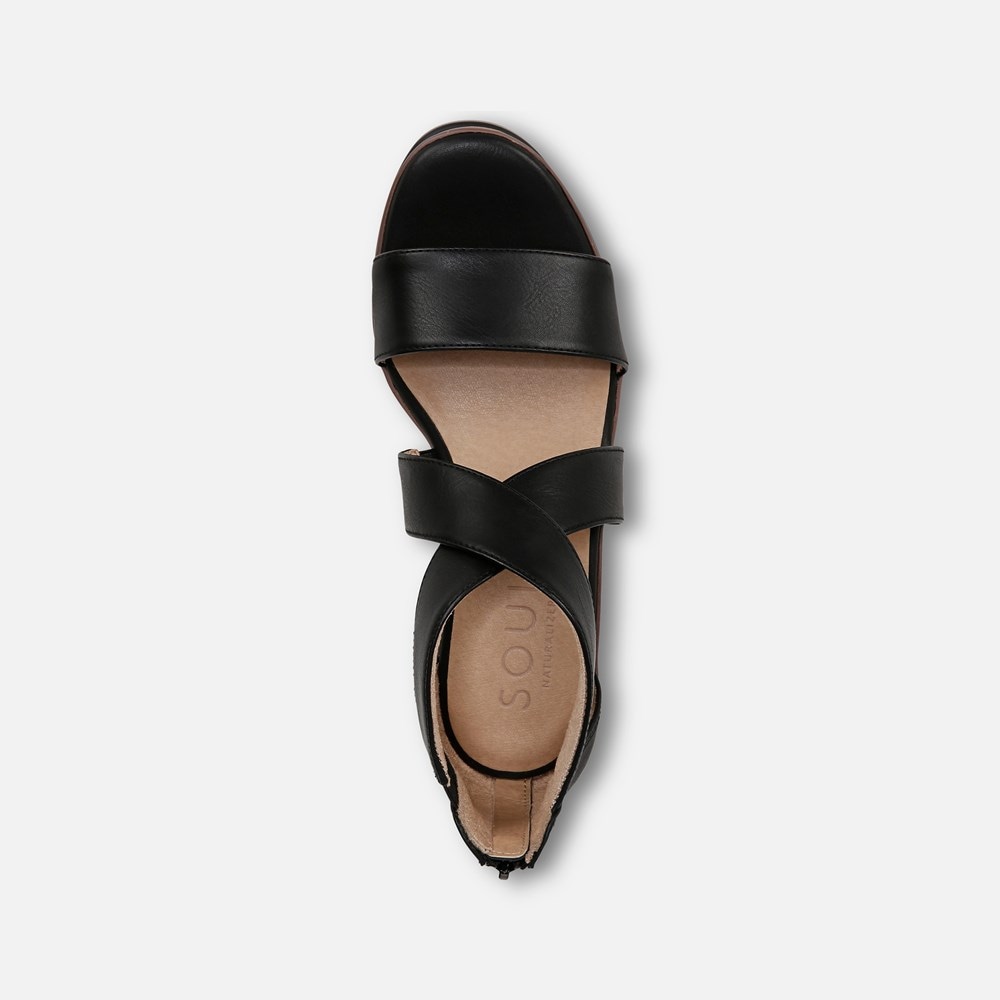 Naturalizer Soul Goodtimes Wedge Sandal - Black Faux Leather Naturalizer Soul Goodtimes Wedge Sandal - Black Faux Leather