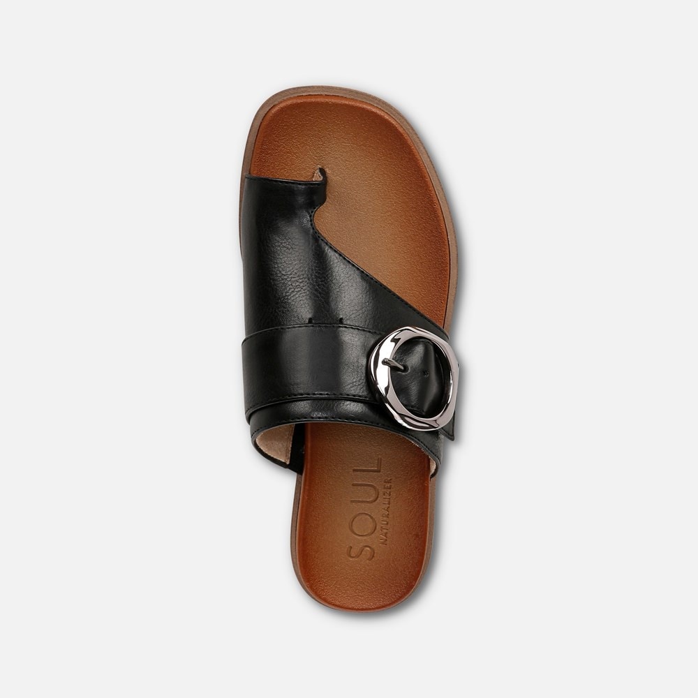 Naturalizer SOUL Joanie Slide Sandal - Black Faux Leather Naturalizer SOUL Joanie Slide Sandal - Black Faux Leather