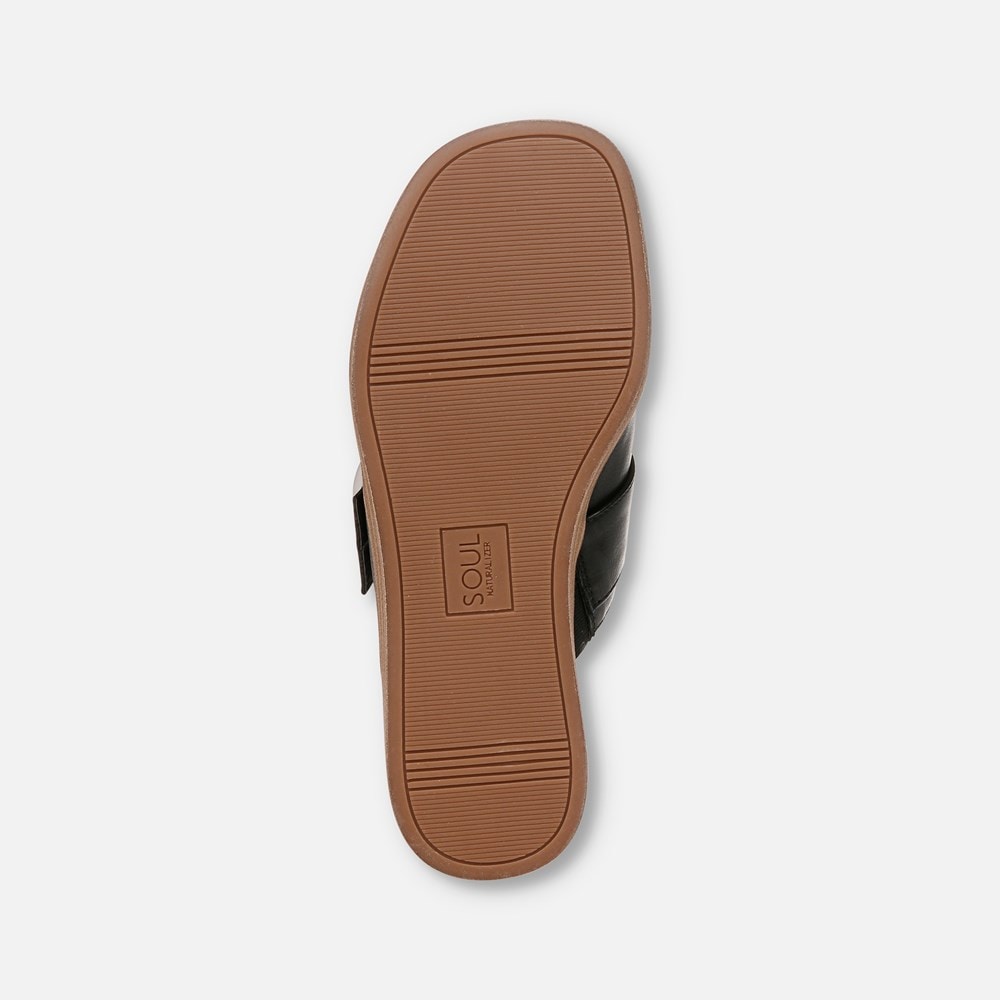 Naturalizer SOUL Joanie Slide Sandal - Black Faux Leather Naturalizer SOUL Joanie Slide Sandal - Black Faux Leather