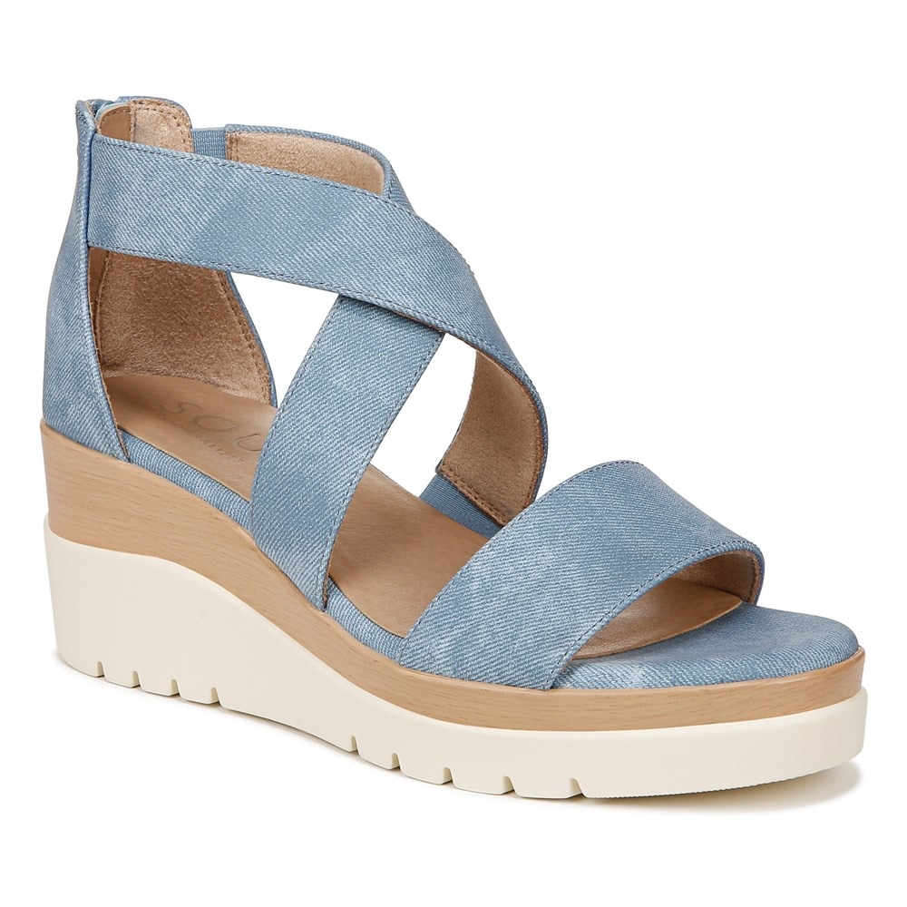 Naturalizer Soul Goodtimes Wedge Sandal - Mid Blue Fabric Naturalizer Soul Goodtimes Wedge Sandal - Mid Blue Fabric