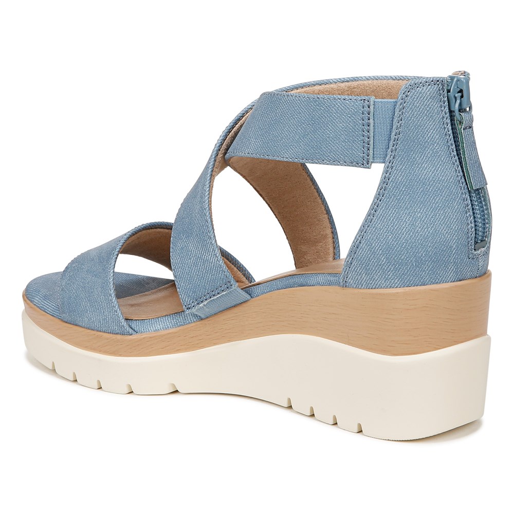 Naturalizer Soul Goodtimes Wedge Sandal - Mid Blue Fabric Naturalizer Soul Goodtimes Wedge Sandal - Mid Blue Fabric