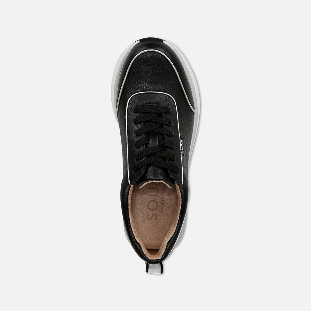 Naturalizer SOUL Roquel Lace Up Sneaker - Black Faux Leather