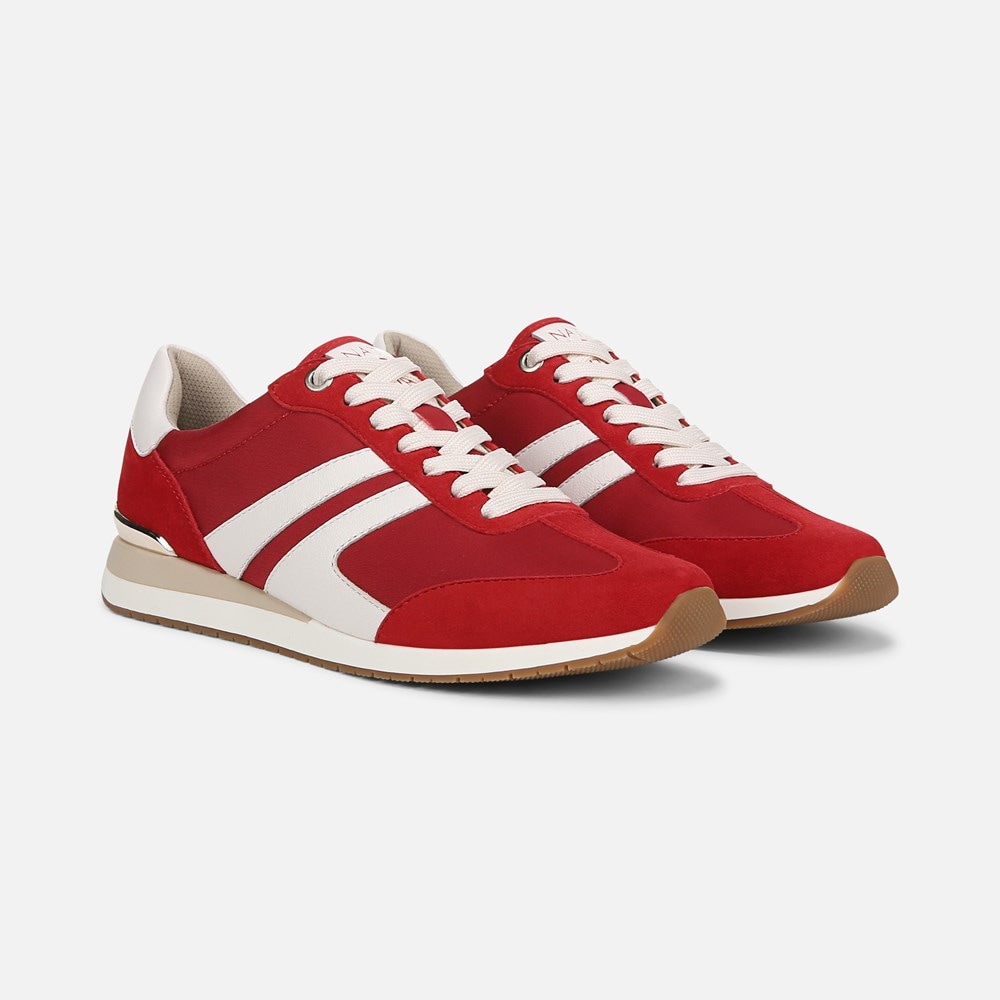 Naturalizer Lorena Lace Up Sneaker - Deep Red Fabric \u0026 Suede