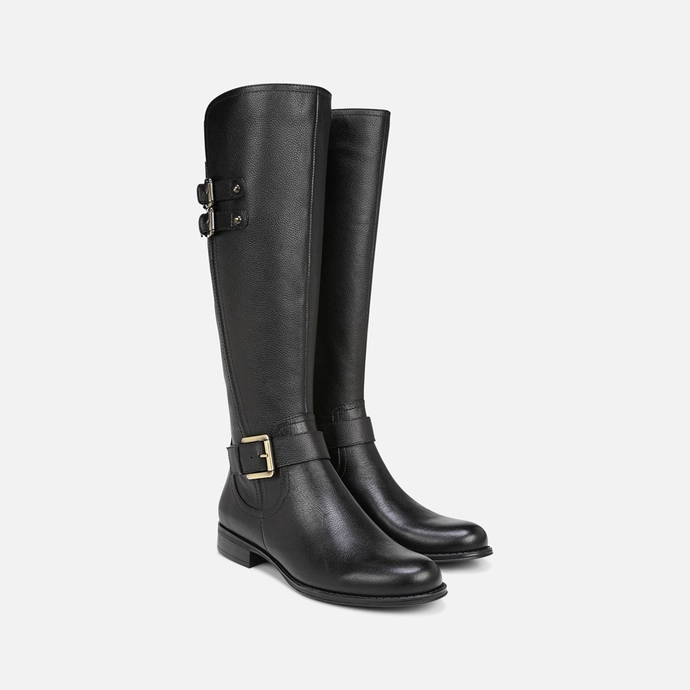 Naturalizer Jessie Wide Calf Knee High Boot - Black Leather