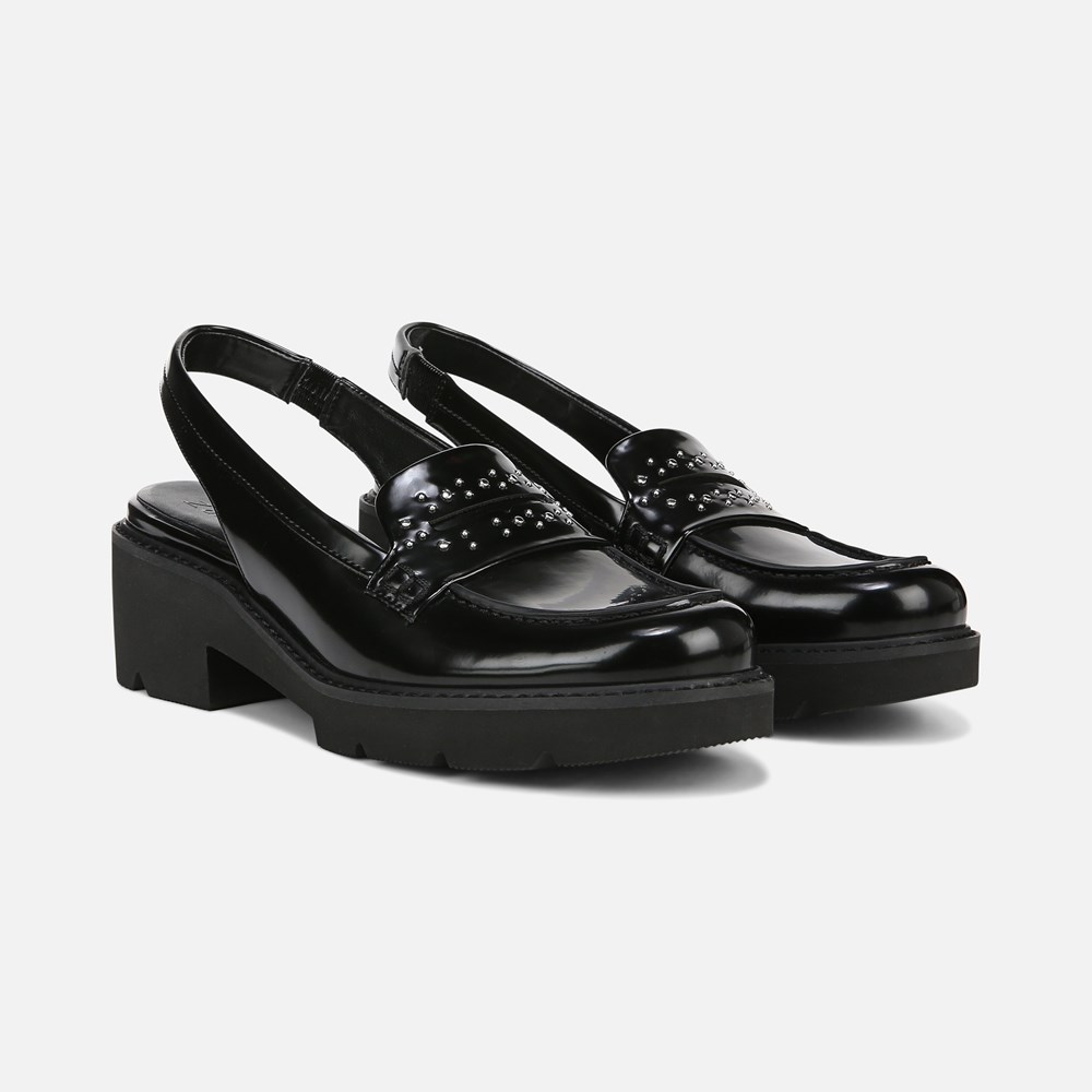 Naturalizer Darry Lug Sole Slingback Loafer - Black Faux Leather Naturalizer Darry Lug Sole Slingback Loafer - Black Faux Leather