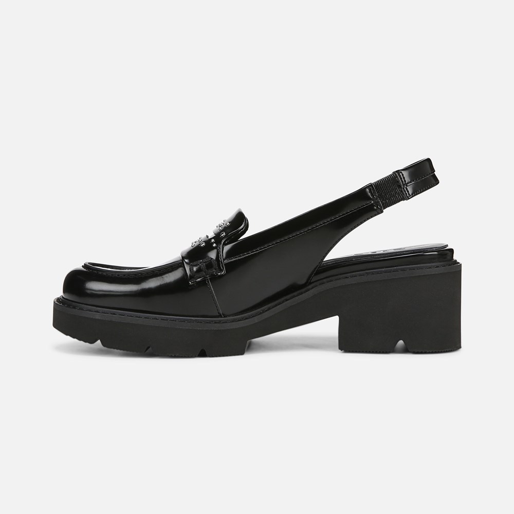 Naturalizer Darry Lug Sole Slingback Loafer - Black Faux Leather Naturalizer Darry Lug Sole Slingback Loafer - Black Faux Leather