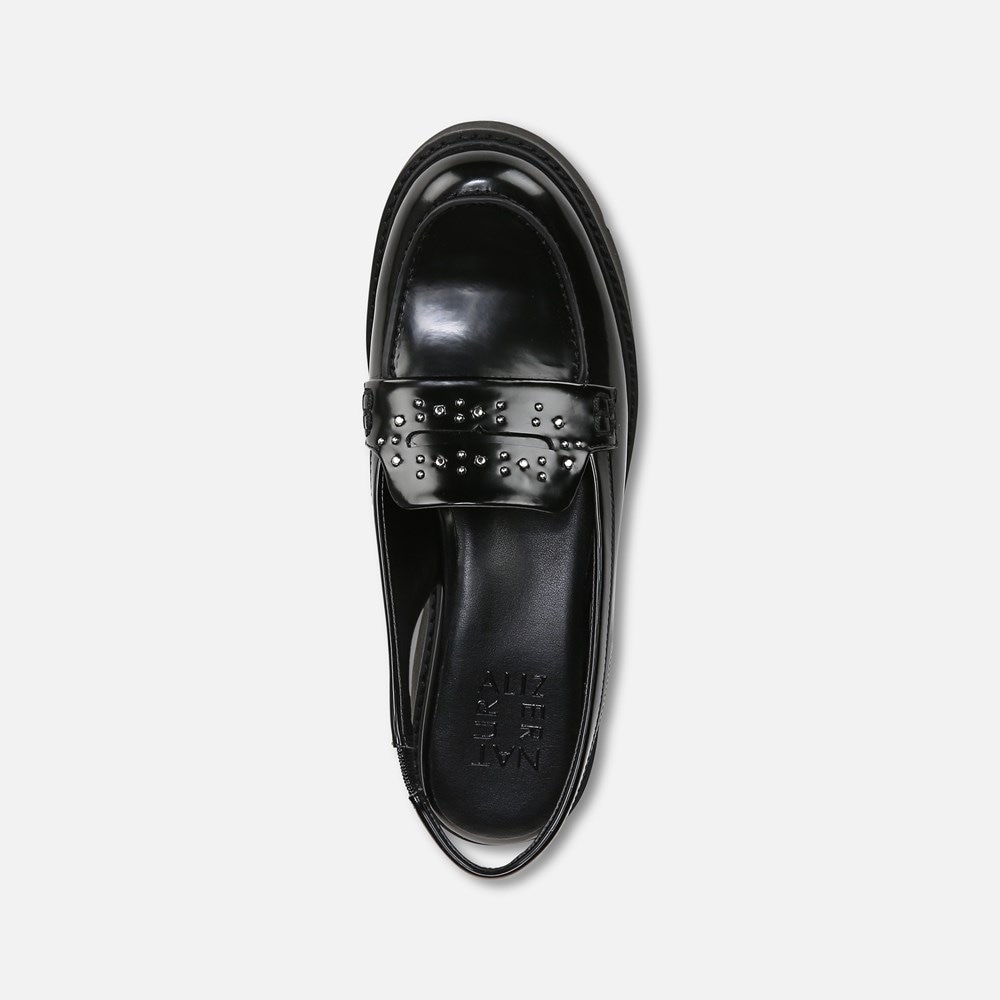 Naturalizer Darry Lug Sole Slingback Loafer - Black Faux Leather Naturalizer Darry Lug Sole Slingback Loafer - Black Faux Leather