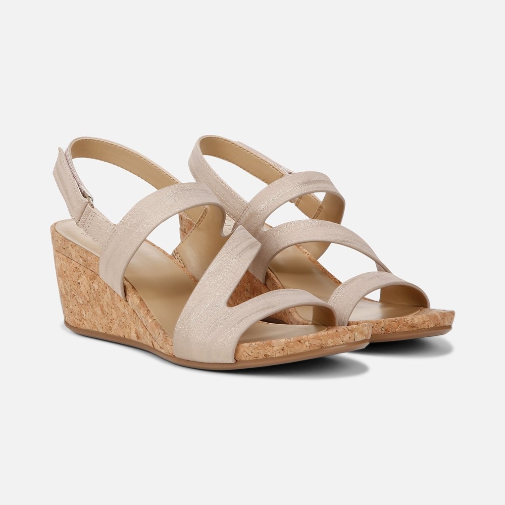 Naturalizer Adria Wedge Sandal - Fawn Beige Faux Leather Naturalizer Adria Wedge Sandal - Fawn Beige Faux Leather