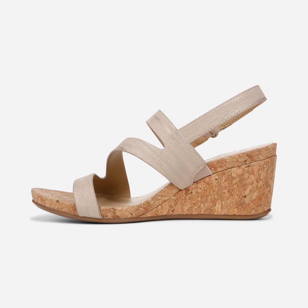 Naturalizer Adria Wedge Sandal - Fawn Beige Faux Leather Naturalizer Adria Wedge Sandal - Fawn Beige Faux Leather