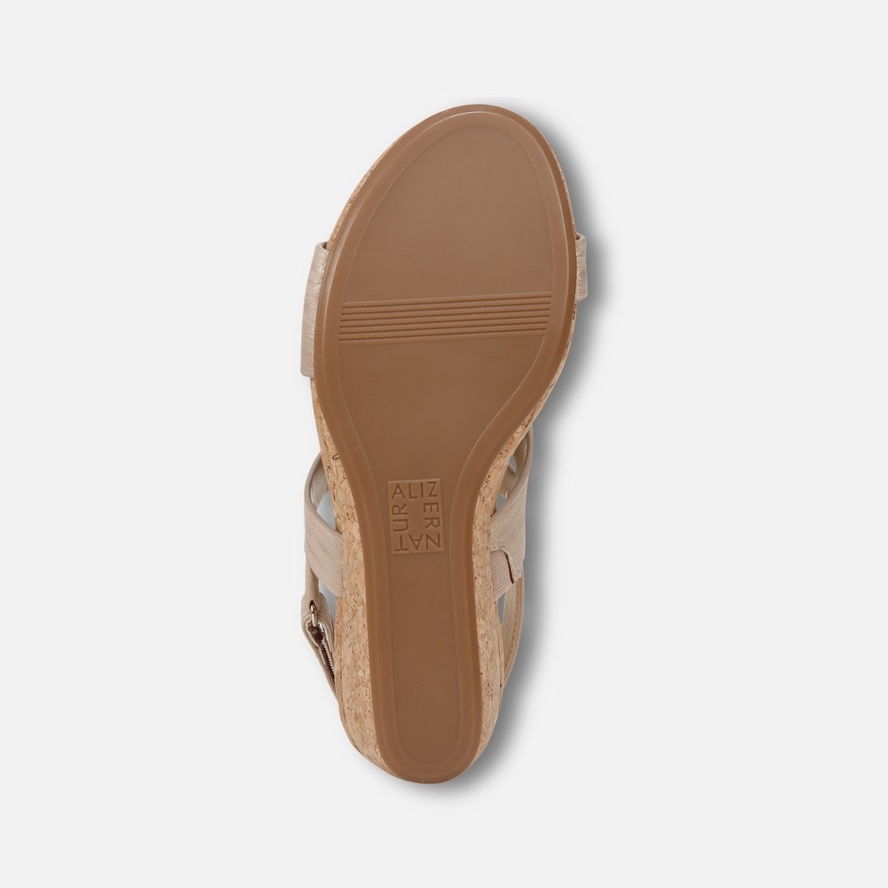 Naturalizer Adria Wedge Sandal - Fawn Beige Faux Leather Naturalizer Adria Wedge Sandal - Fawn Beige Faux Leather