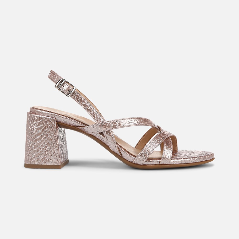 Naturalizer Demi Block Heel Dress Sandal - Pink Snake Print Faux Leather
