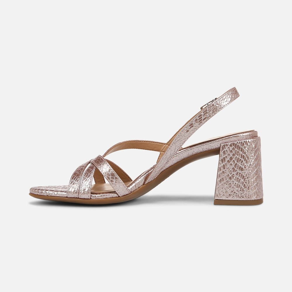 Naturalizer Demi Block Heel Dress Sandal - Pink Snake Print Faux Leather