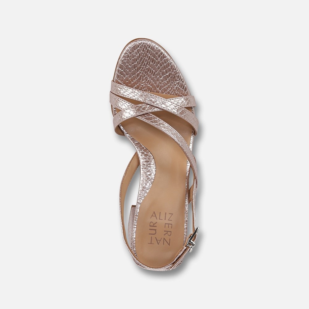 Naturalizer Demi Block Heel Dress Sandal - Pink Snake Print Faux Leather
