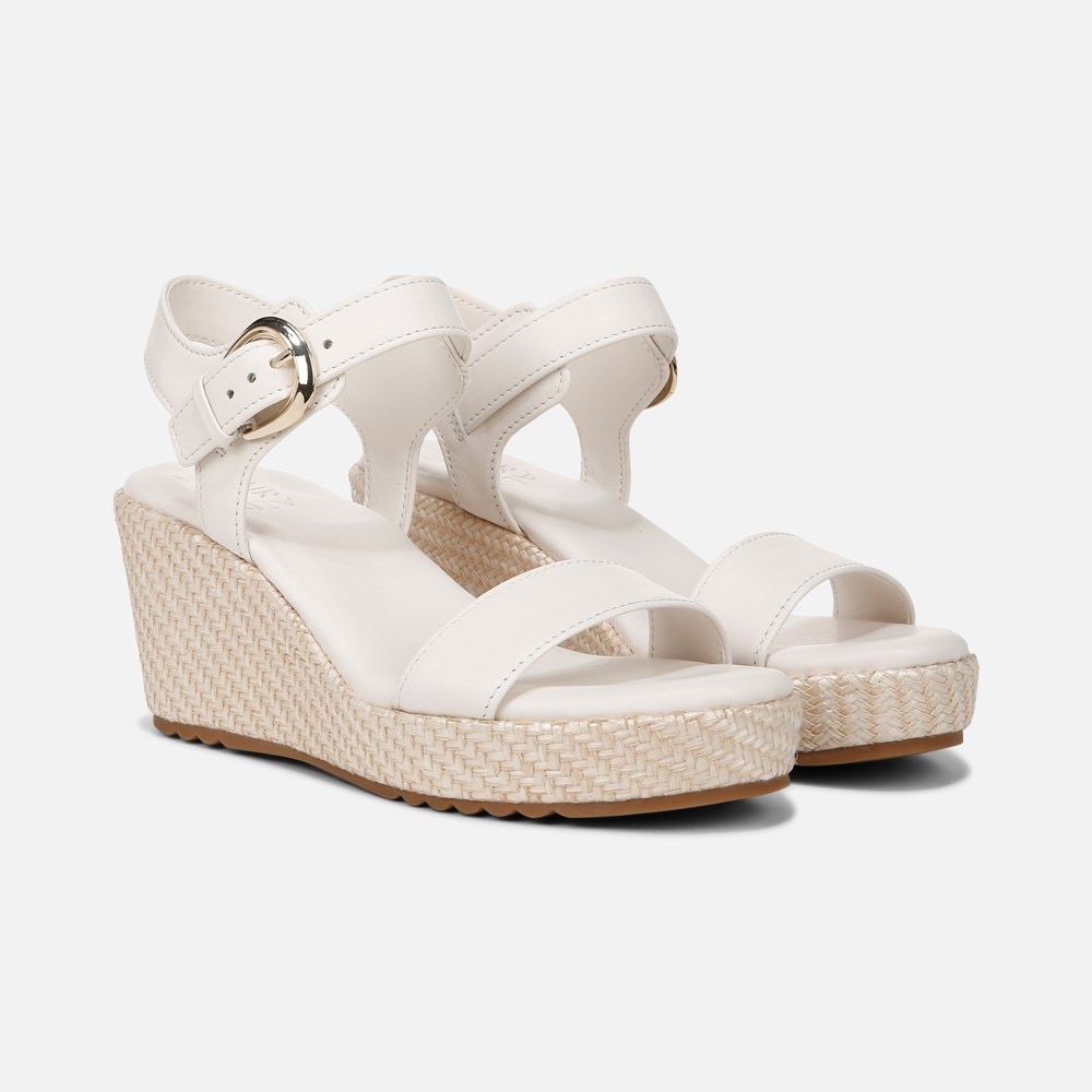 Naturalizer Stella Wedge Sandal - Warm White Leather