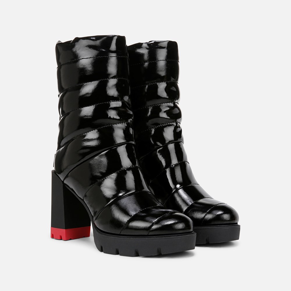 Naturalizer Think Royln Crosswalk Water Repellent Bootie - Black Patent Shine Nylon