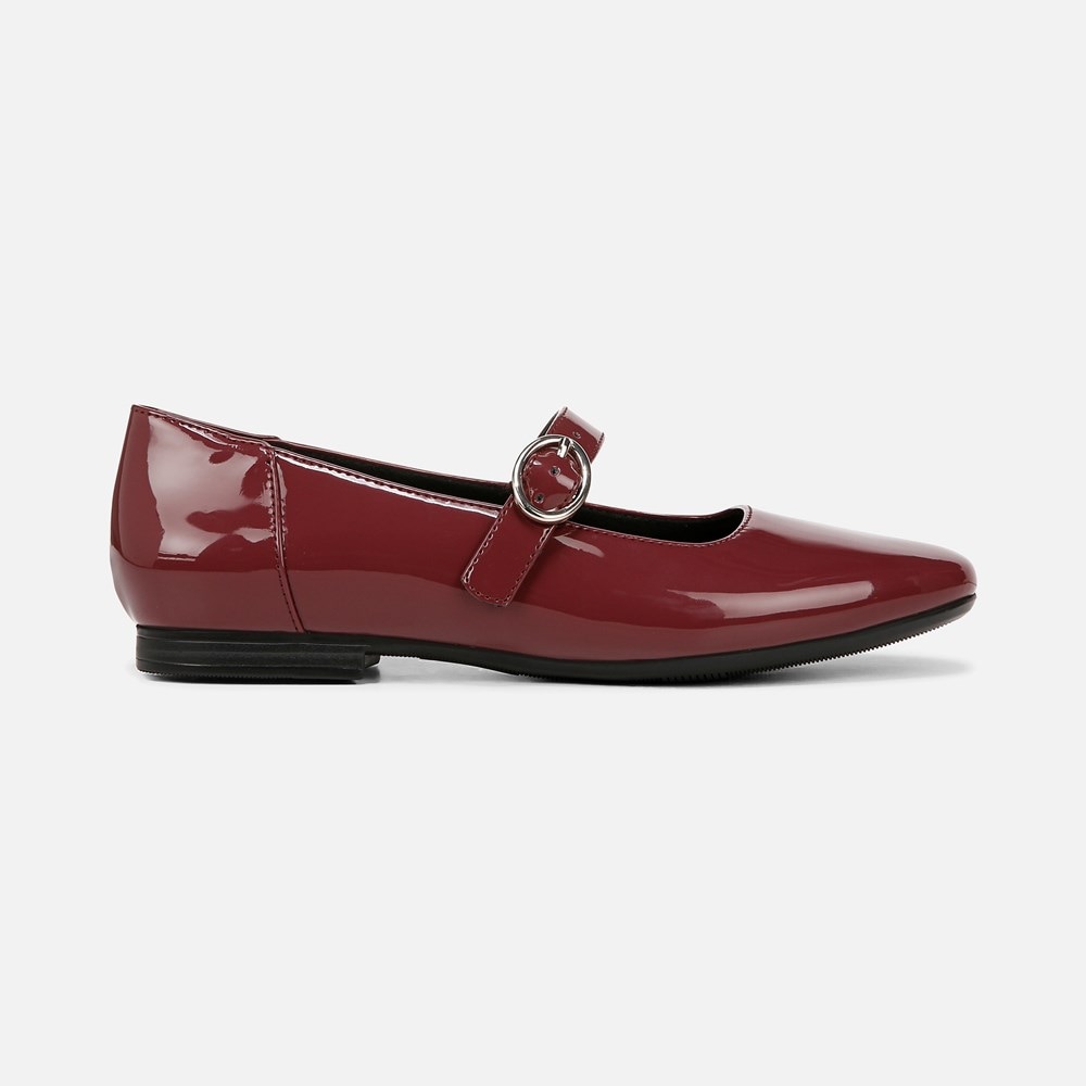 Naturalizer Kelly Mary Jane Flat - Cranberry Faux Leather Naturalizer Kelly Mary Jane Flat - Cranberry Faux Leather