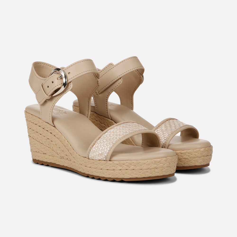 Naturalizer Stella Wedge Sandal - Beige Multi Fabric