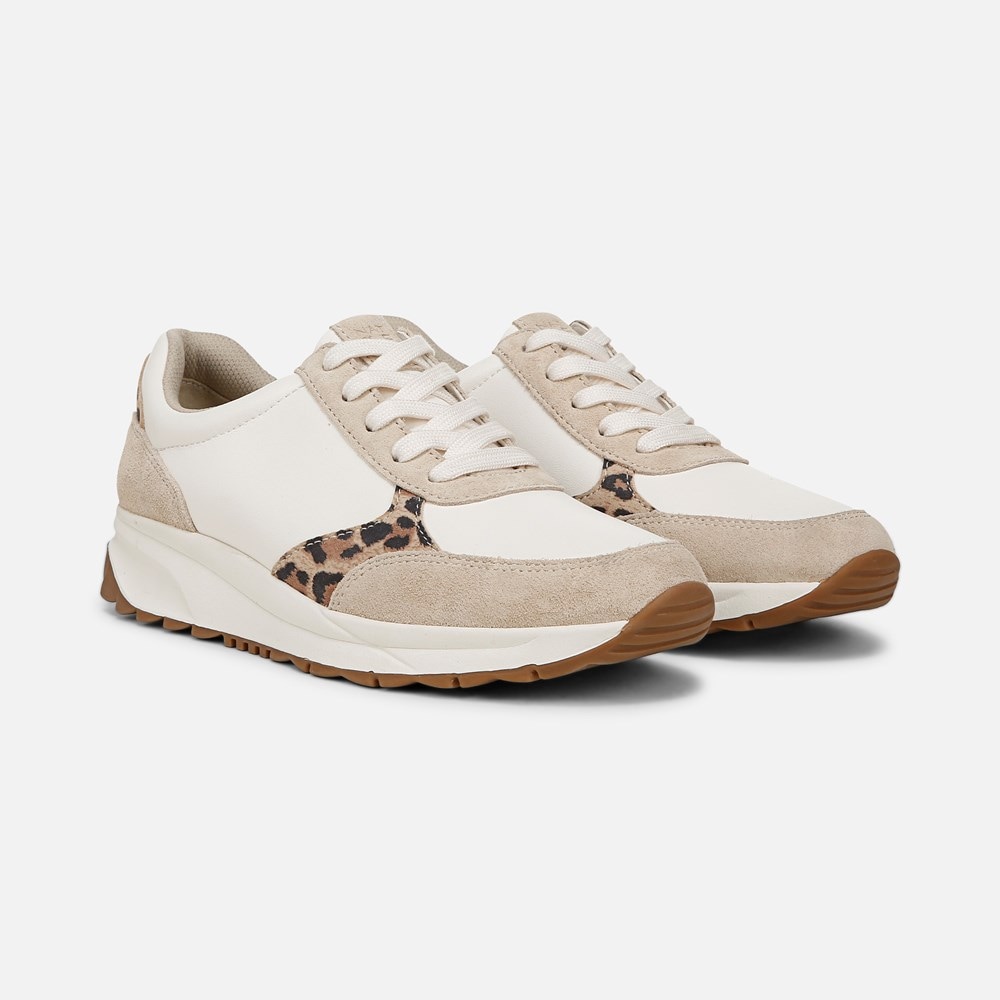 Naturalizer Shay Lace Up Sneaker - Warm White / Leopard Leather