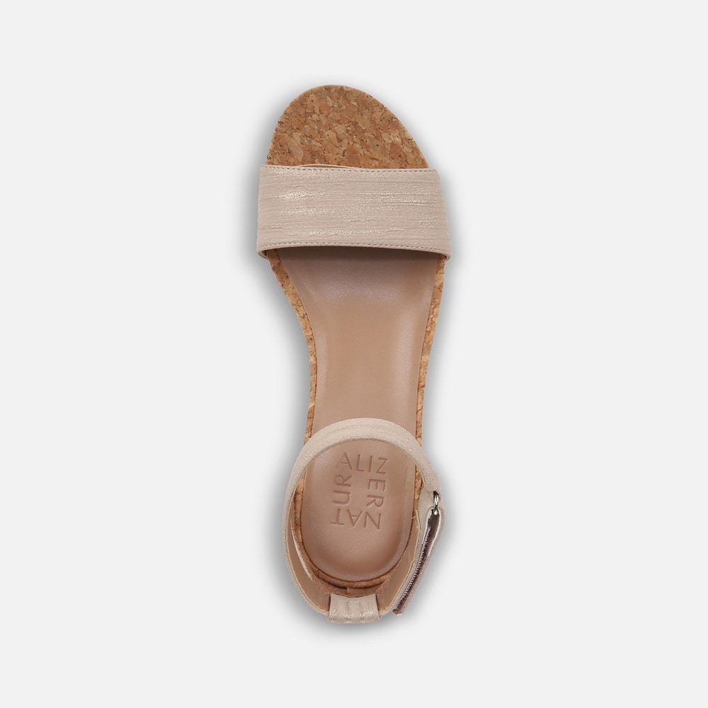 Naturalizer Areda Wedge Sandal - Fawn Beige Faux Leather Naturalizer Areda Wedge Sandal - Fawn Beige Faux Leather