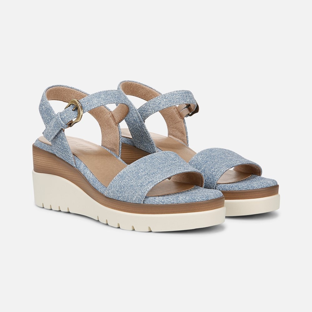 Naturalizer SOUL Graciela Wedge Sandal - Light Denim Blue Faux Leather