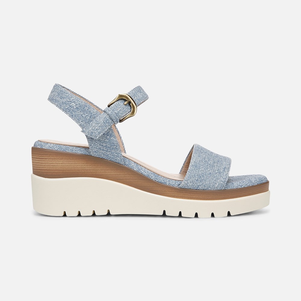 Naturalizer SOUL Graciela Wedge Sandal - Light Denim Blue Faux Leather Naturalizer SOUL Graciela Wedge Sandal - Light Denim Blue Faux Leather