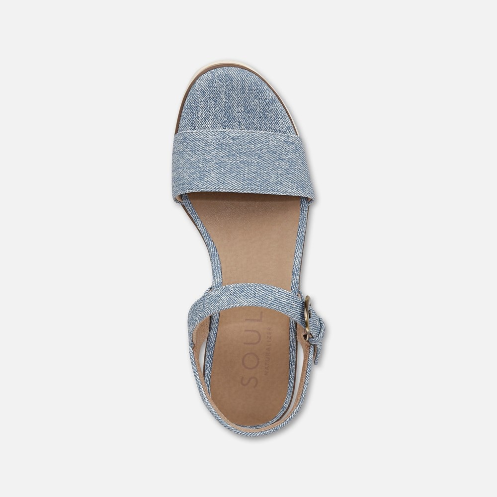 Naturalizer SOUL Graciela Wedge Sandal - Light Denim Blue Faux Leather Naturalizer SOUL Graciela Wedge Sandal - Light Denim Blue Faux Leather
