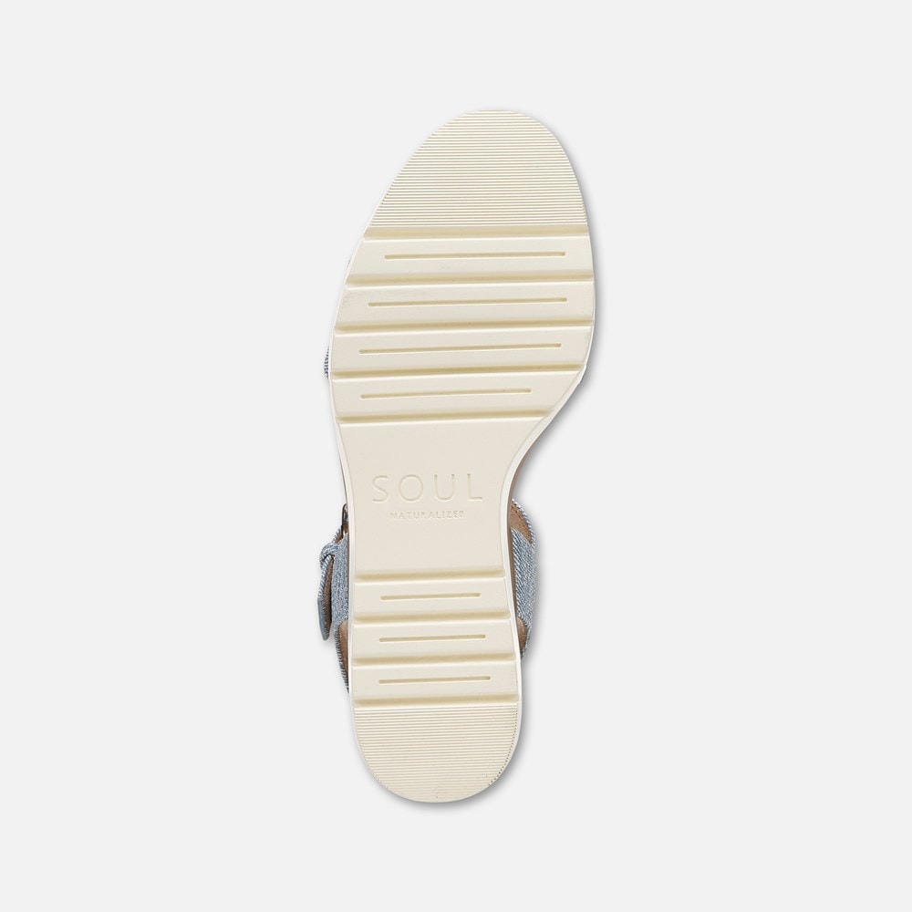 Naturalizer SOUL Graciela Wedge Sandal - Light Denim Blue Faux Leather Naturalizer SOUL Graciela Wedge Sandal - Light Denim Blue Faux Leather