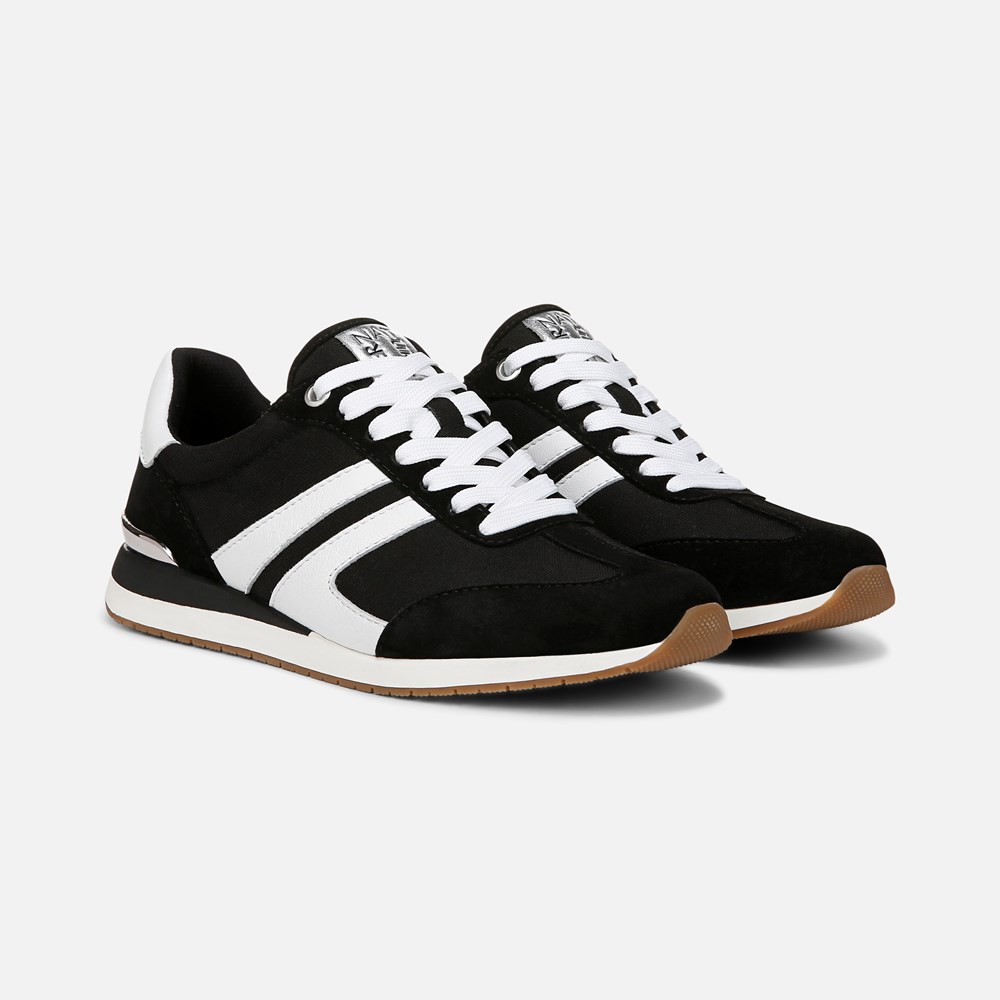 Naturalizer Lorena Lace Up Sneaker - Black Fabric \u0026 Suede