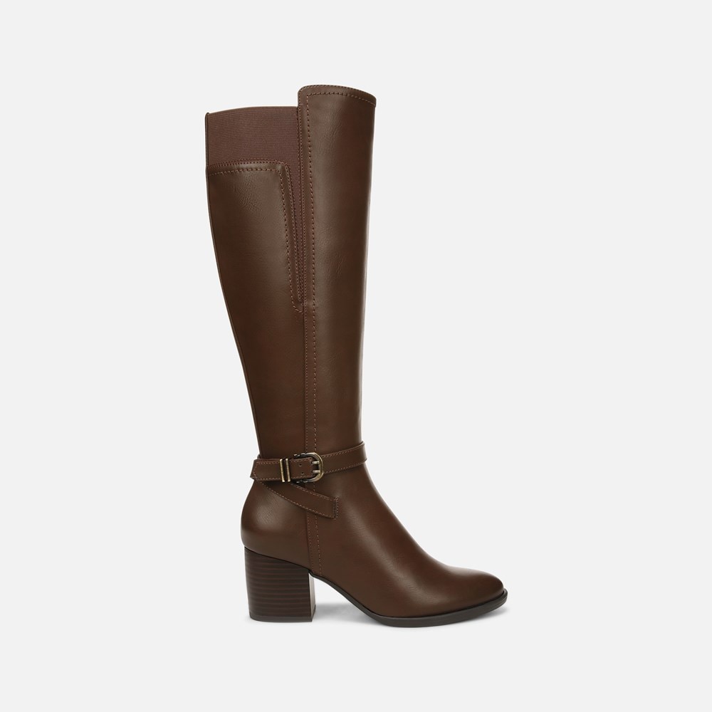 Naturalizer SOUL Uptown Wide Calf Knee High Boot - Dark Brown Faux Leather Naturalizer SOUL Uptown Wide Calf Knee High Boot - Dark Brown Faux Leather