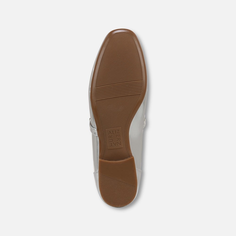 Naturalizer Kelly Chain Mary Jane Flat - Silver Faux Leather