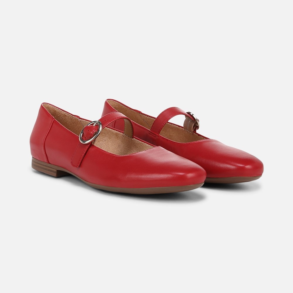 Naturalizer Kelly Mary Jane Flat - Crimson Red Leather