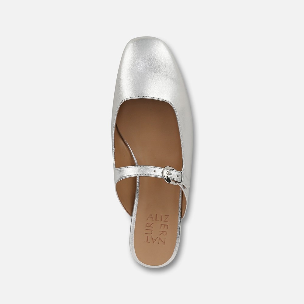 Naturalizer Apple Mary Jane Mule - Silver Faux Leather Naturalizer Apple Mary Jane Mule - Silver Faux Leather