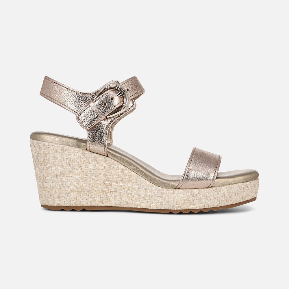 Naturalizer Stella Wedge Sandal - Warm Silver Leather