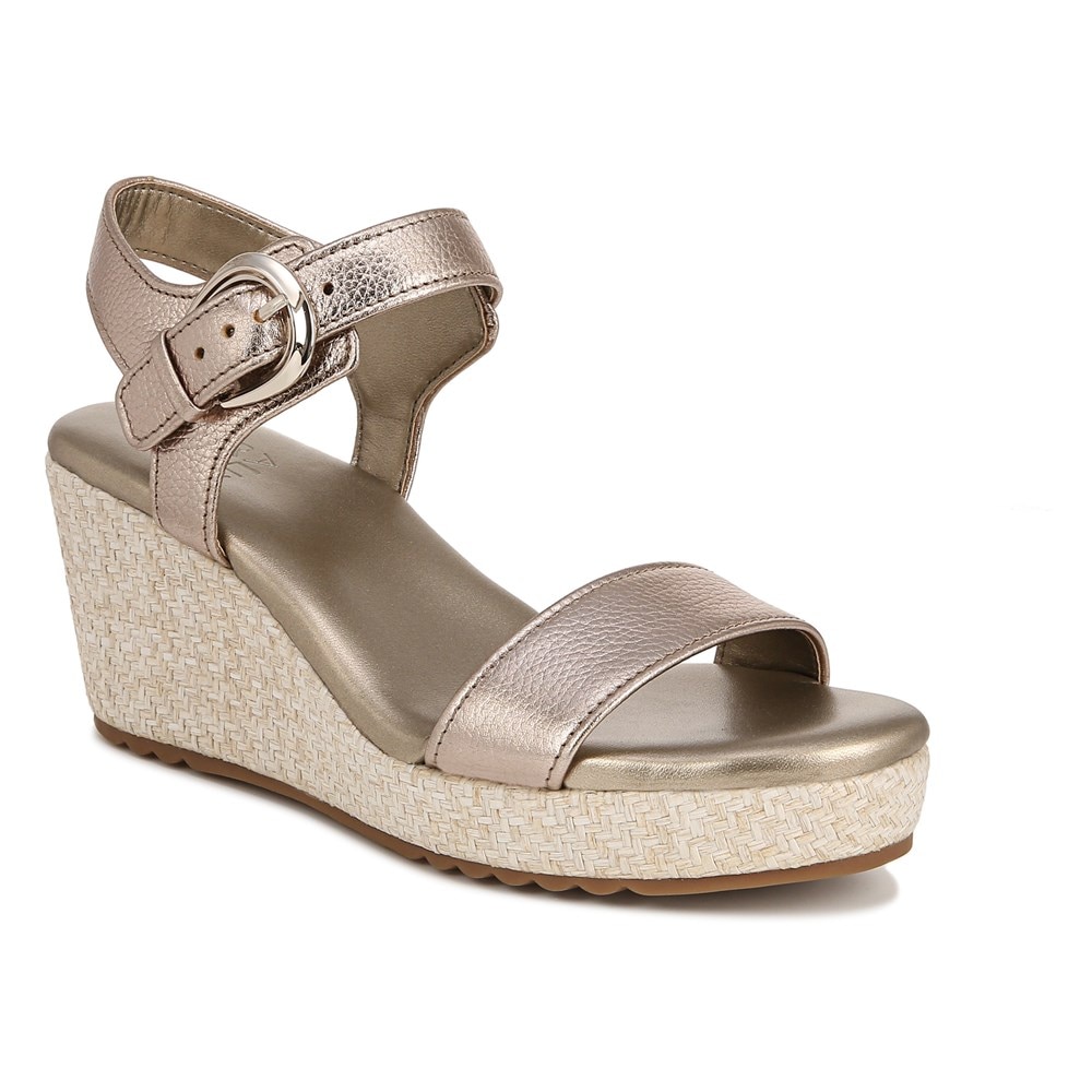 Naturalizer Stella Wedge Sandal - Warm Silver Leather
