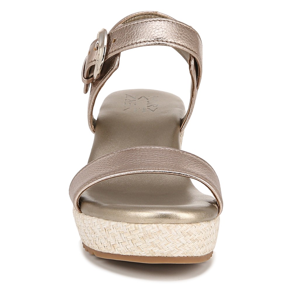 Naturalizer Stella Wedge Sandal - Warm Silver Leather