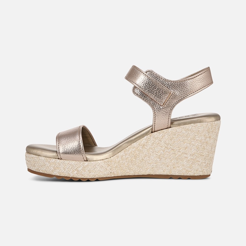 Naturalizer Stella Wedge Sandal - Warm Silver Leather