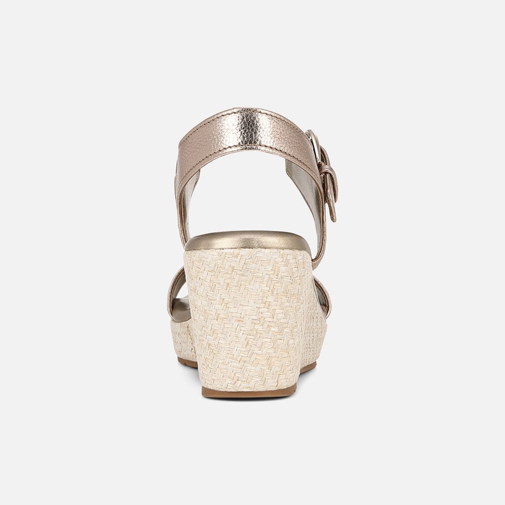 Naturalizer Stella Wedge Sandal - Warm Silver Leather